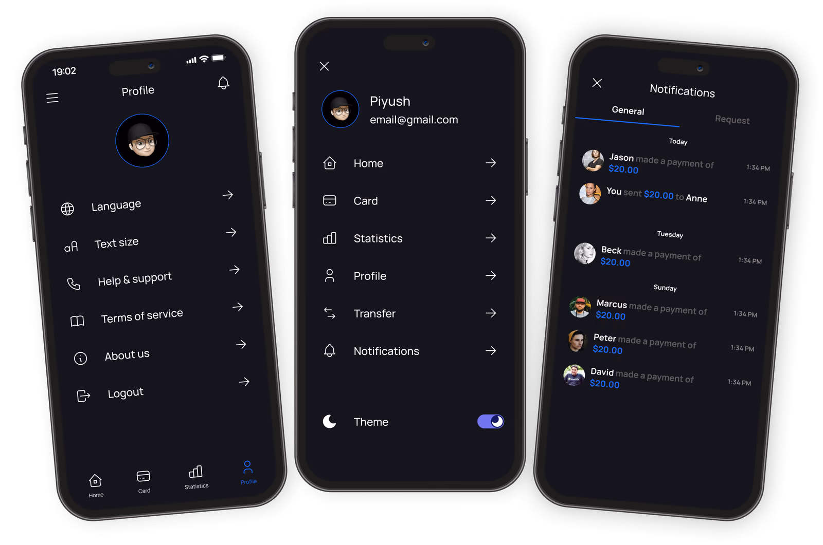 iMoney Settings, Notifications and Profile
