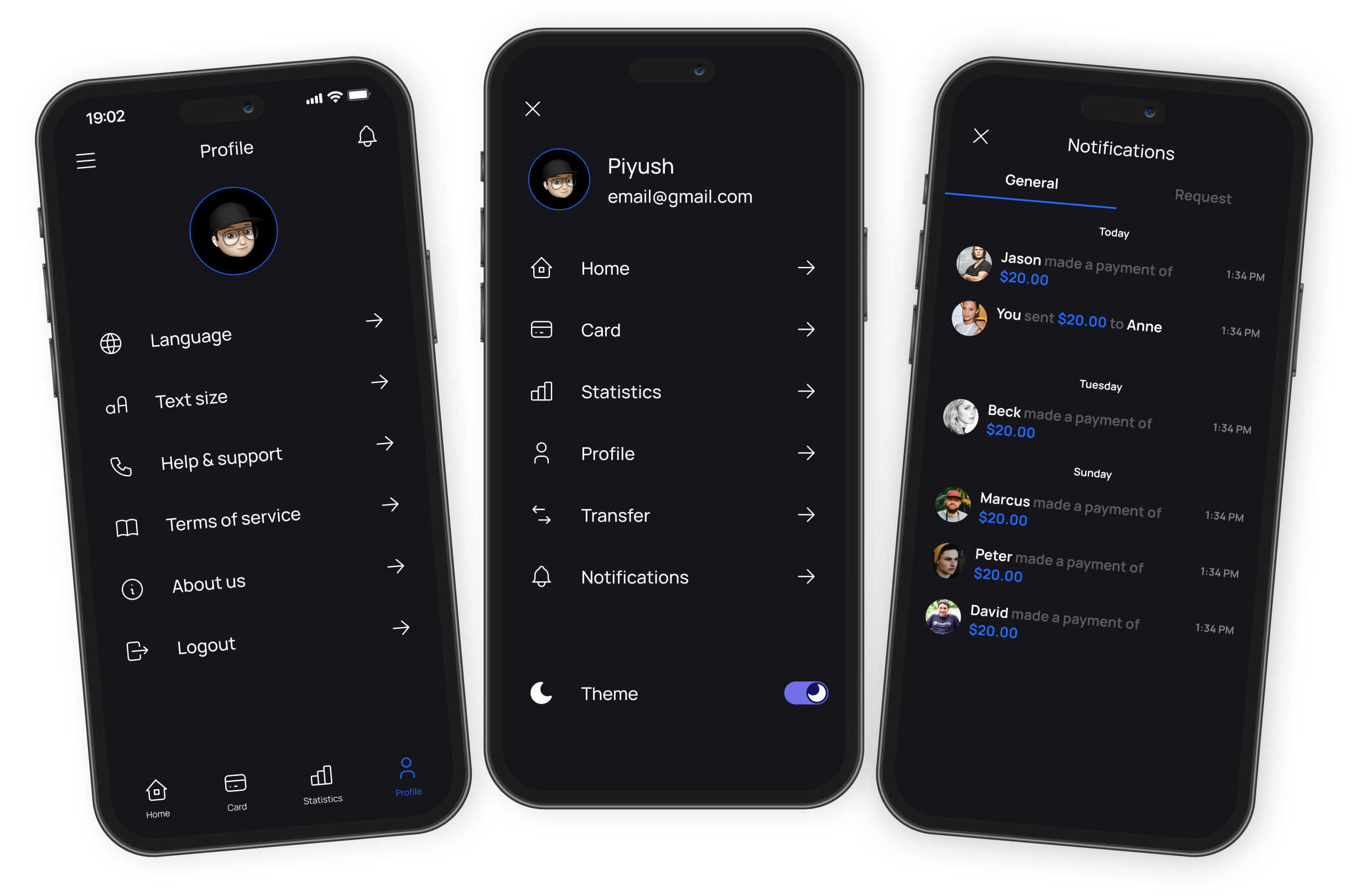 iMoney Settings, Notifications and Profile