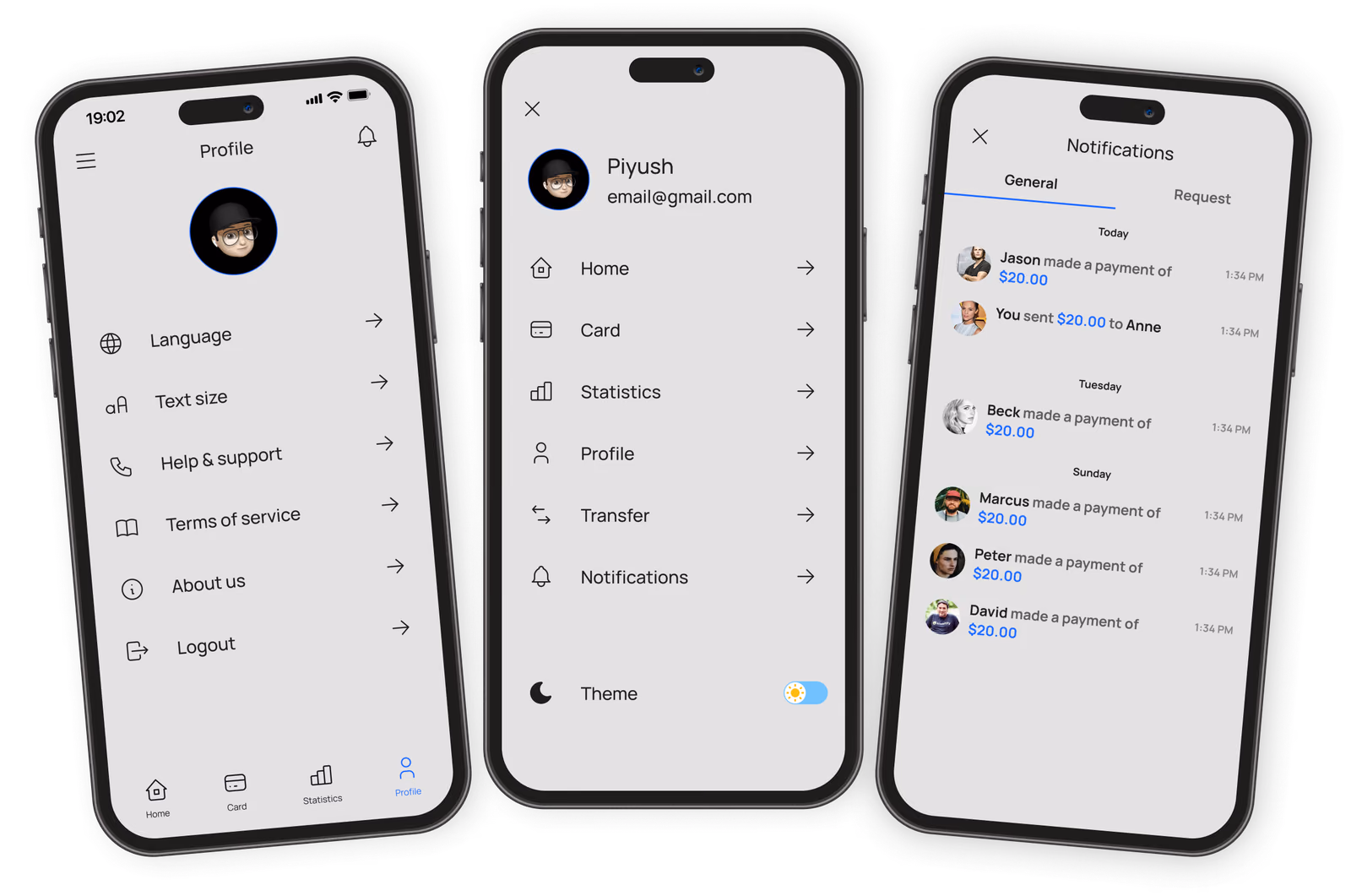 iMoney Settings, Notifications and Profile