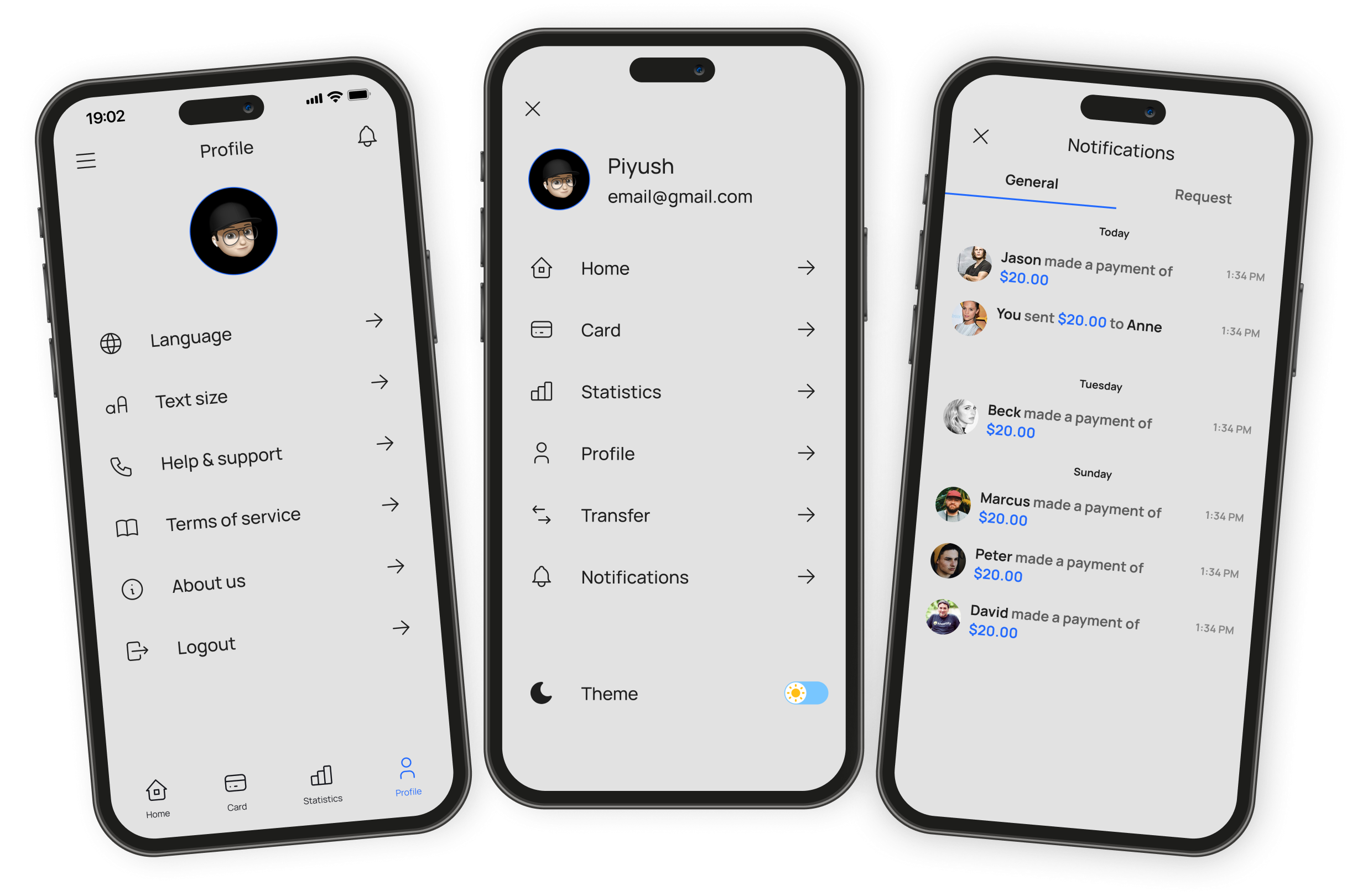 iMoney Settings, Notifications and Profile