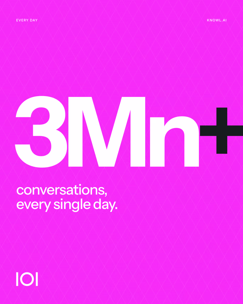Knowl brand poster on magenta: 3Mn+ conversations, every single day